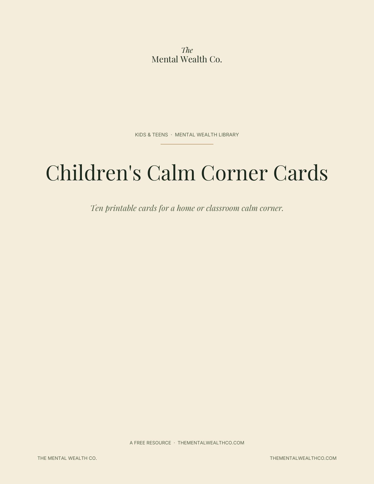 Children's Calm Corner Cards