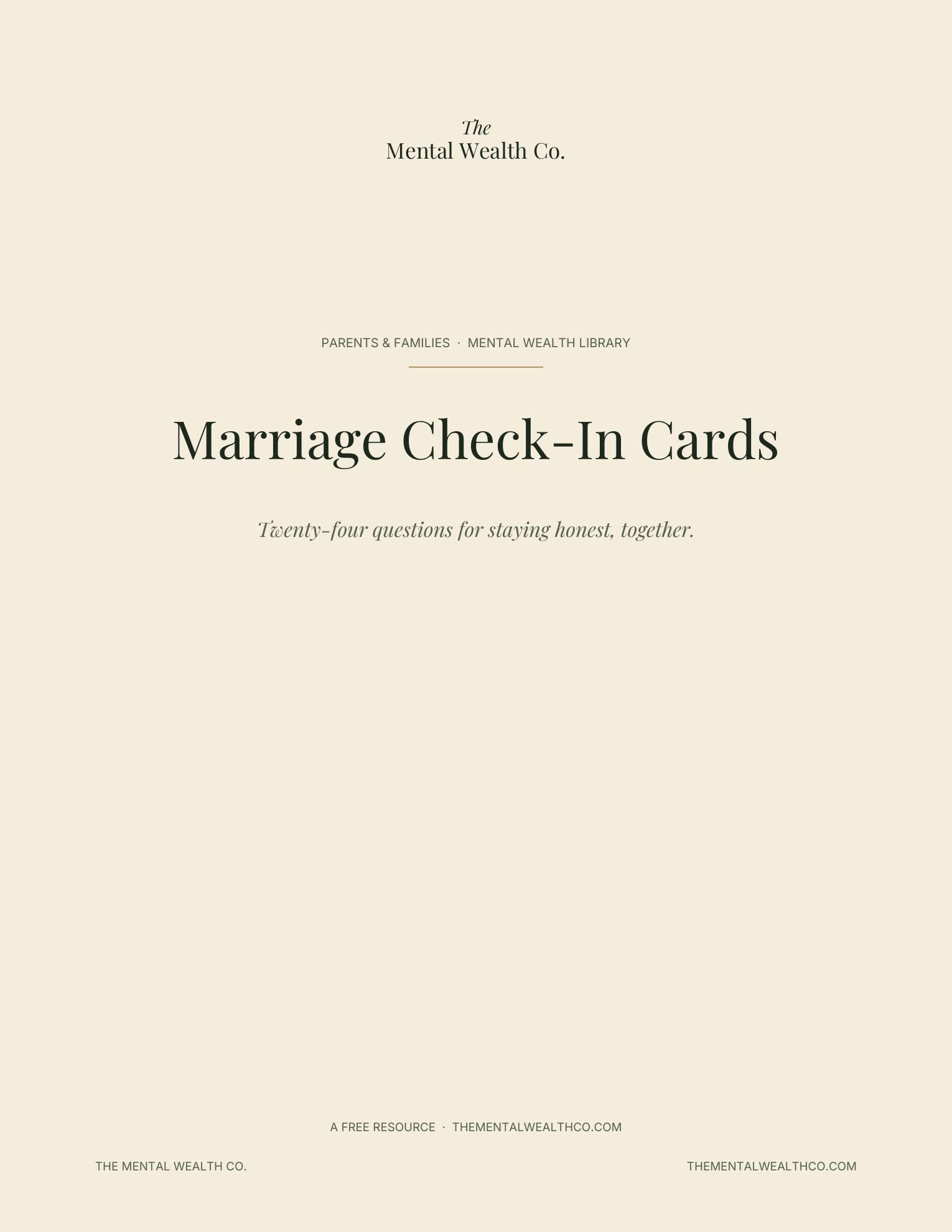 Marriage Check-In Cards